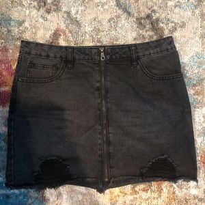 Black denim skirt